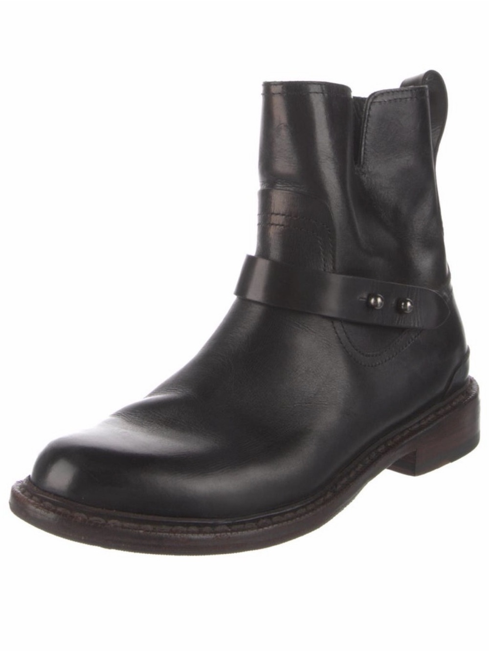 rag & bone Black Leather Harness Moto Boot